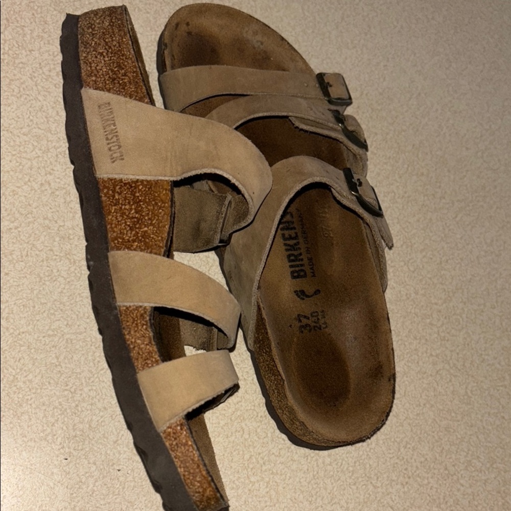 Birkenstock Beige Suede Slip-On Sandals